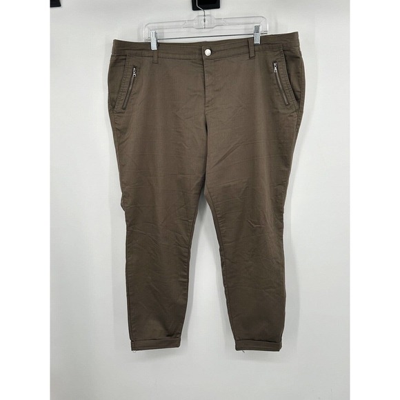 Womans‎ Yessica 100% Cotton Olive Green Pants Waist Flat 42" Inseam 28 - Picture 1 of 10